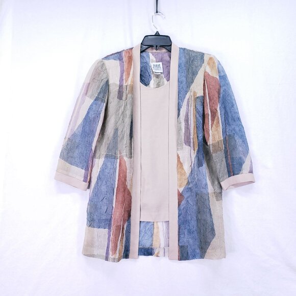 Vintage R&M Richards by Karen Kwong Colorful Earth Tones Modest Sheer Top 10 - Picture 1 of 15